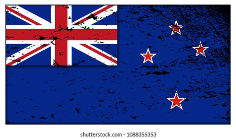 A New Zealand grunge flag design isolated on a white background