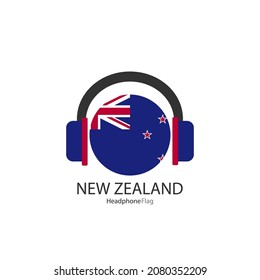 New Zealand headphone flag vector on white background. 