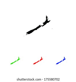 New Zealand Icon Illustration with Four Color Variations