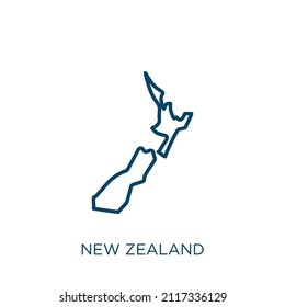 new zealand icon. Thin linear new zealand outline icon isolated on white background. Line vector new zealand sign, symbol for web and mobile