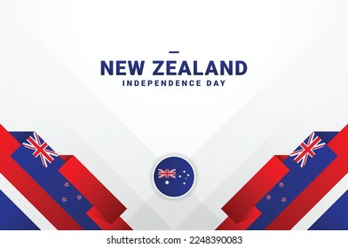 New Zealand Independence Day Background With Elegant Ribbon