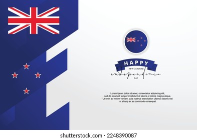 New Zealand Independence Day Background With Elegant Ribbon