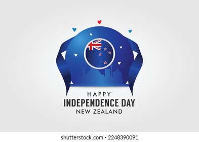 New Zealand Independence Day Background With Elegant Ribbon
