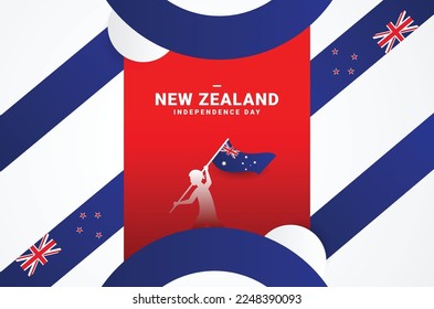 New Zealand Independence Day Background With Elegant Ribbon