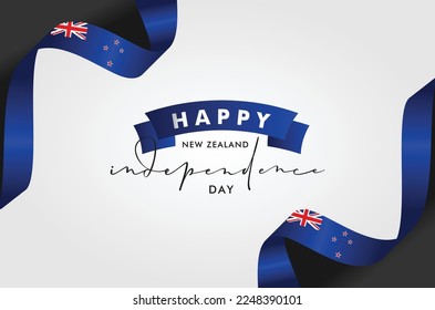 New Zealand Independence Day Background With Elegant Ribbon