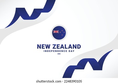 New Zealand Independence Day Background With Elegant Ribbon