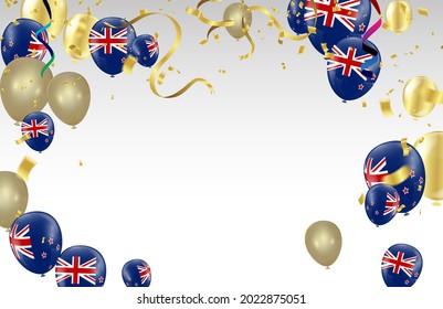 New Zealand Independence Day poster. Patriotic holiday.New Zealand balloons