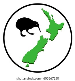 New Zealand. Kiwi bird. Vector illustration.
