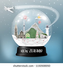 new zealand Landmark Global Travel And Journey paper background. Vector Design Template.used for your advertisement, book, banner, template, travel business or presentation.
