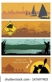 New Zealand landscapes, vector