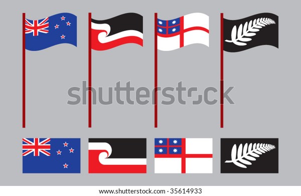 New Zealand Maori Flags Stock Vector Royalty Free