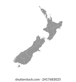 New Zealand map with administrative divisions. Vector illustration.