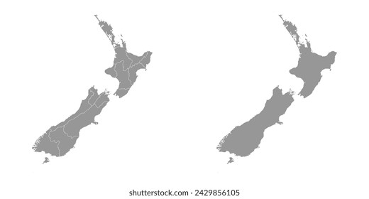 New Zealand map with administrative divisions. Vector illustration.