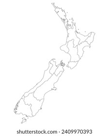 New Zealand map. Map of New Zealand in administrative provinces in white color