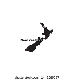 New Zealand map and black lettering design on white background