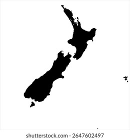 New Zealand Map - black World Map International vector template with High detailed isolated on white background - Vector