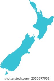 New Zealand MAP in Blue, Country Border, New Zealand Map, Border line of New Zealand, Geographic Map