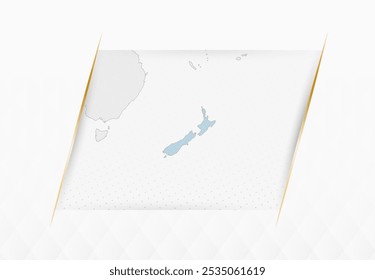 New Zealand Map in Blue with Gold Framed Accents. Modern Vector Map of New Zealand. Vector Illustration.