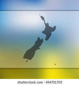 New Zealand map. Blurred background with silhouette of New Zealand map. Vector silhouette of New Zealand map