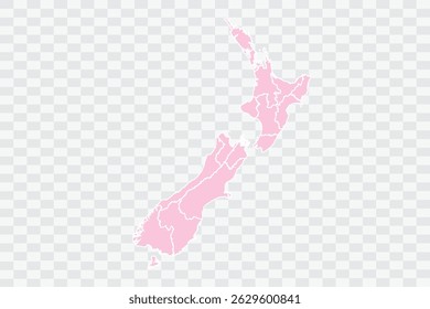 New Zealand Map Blush Color on White Background quality files Png