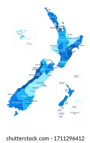 New Zealand map. Cities regions Vector illustration