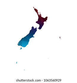 New Zealand map - Colorful Polygonal map of New Zealand  rumpled triangular low poly style gradient graphic background , Vector illustration eps 10.