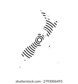 new zealand map with concentric circle