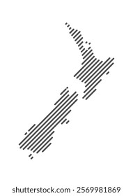 New Zealand - Map of the country formed by lines. Vector Illustration.