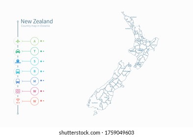 new zealand map. detailed oceania country map vector. 