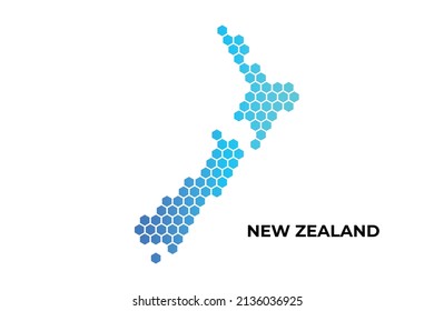 New Zealand map digital hexagon shape on white background vector illustration