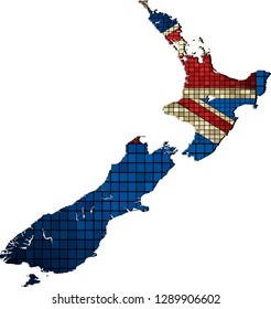 New Zealand map with flag inside - Illustration