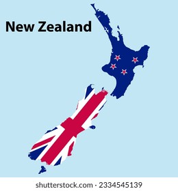 new zealand Map with flag vector illustration 