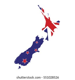 New Zealand Map with Flag Vector