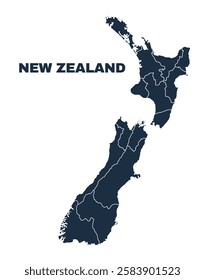 New Zealand map flat border outline vector