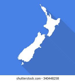 New Zealand map flat simple style long shadow.