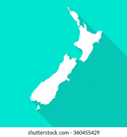 New Zealand map flat simple style with long shadow.