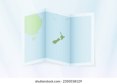 New Zealand map, folded paper with New Zealand map. Vector illustration.