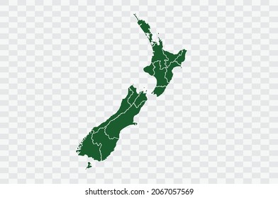 New Zealand Map Green Color on Png Backgound