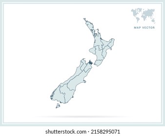 New Zealand map green vector on white background.
