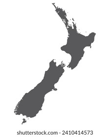 New Zealand map. Map of New Zealand in grey color