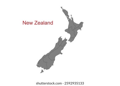 New Zealand map. Map of New Zealand in grey color