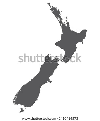 New Zealand map. Map of New Zealand in grey color