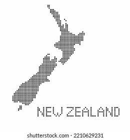 New Zealand map with grunge texture in dot style. Abstract vector illustration of a country map with halftone effect for infographic.