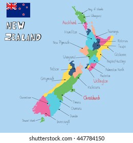 New Zealand map hand draw vector. illustration EPS10.
