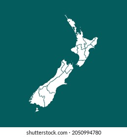 New Zealand Map High Detailed. White Color. On Green Background. Abstract Design Vector Illustration Eps 10