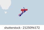 New Zealand map highlighted in New Zealand flag colors and pin of country capital Wellington, map with neighboring Oceanian countries.