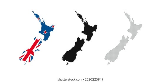 New Zealand map icon. Flag silhouette symbol