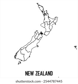 new zealand map icon isolated on white background. Outline map. Simple line icon. Vector illustration