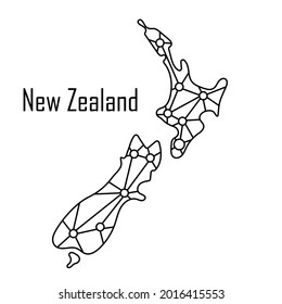 New Zealand map icon, vector illustration in black isolated on white background.