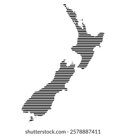 New Zealand map with lined pattern vector illustration